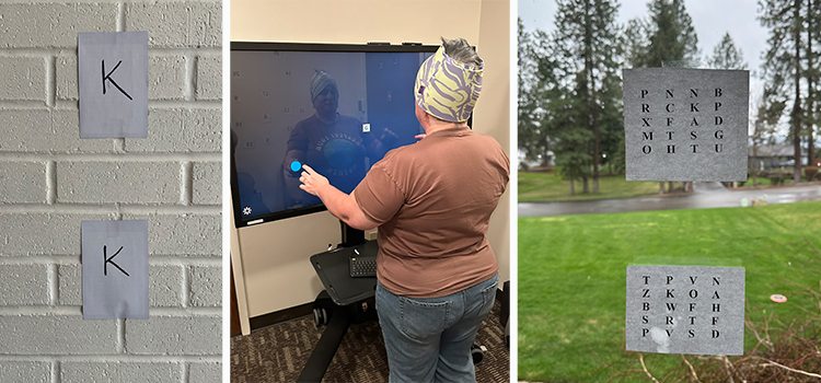 three separate images of the author doing neuro therapy with letters