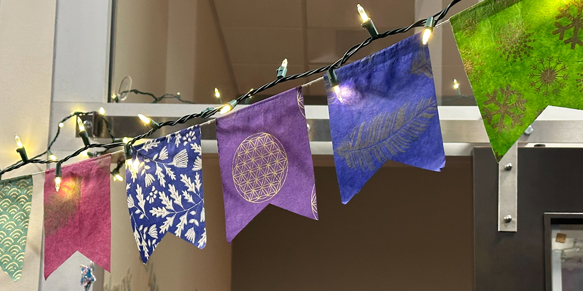 colorful paper buntings made in Nepal